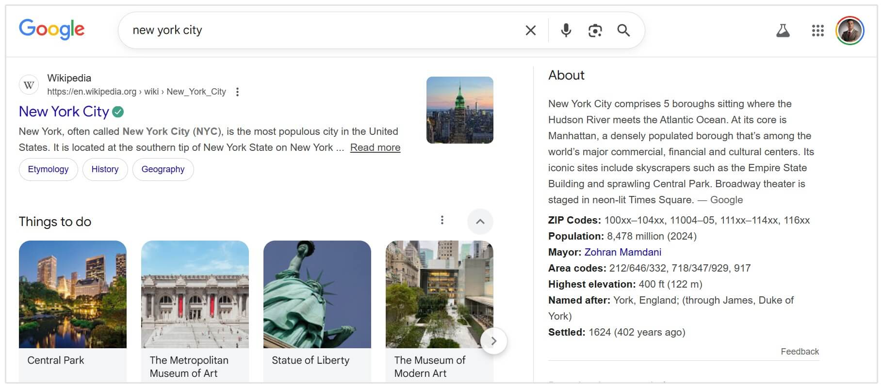 gráfico de conocimiento de NYC